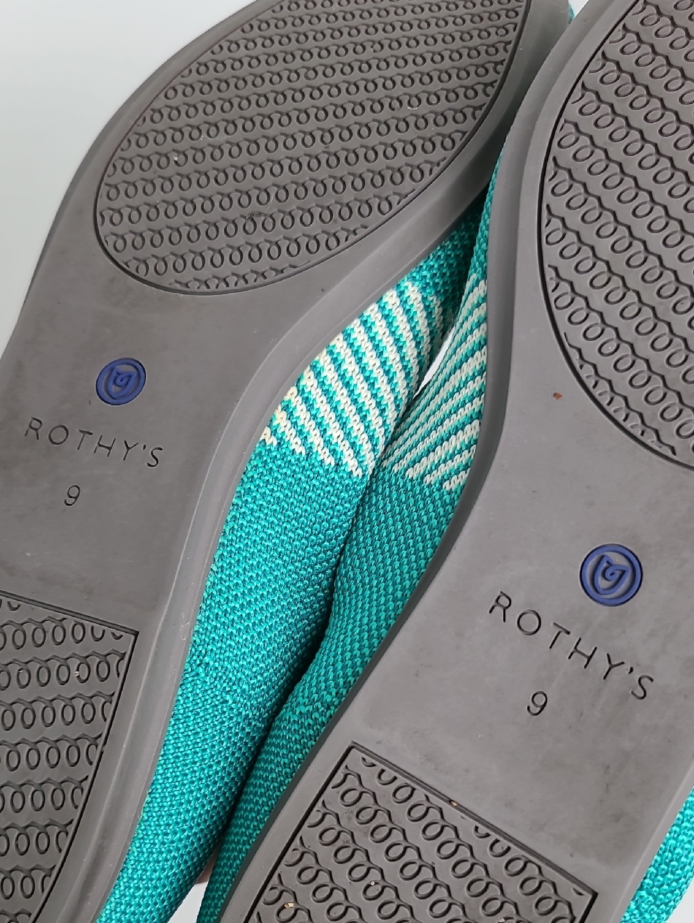 Rothy's The Flat In Calypso Teal Aqua Turquoise Round Toe Slip In Ballet Shoe - Picture 15 of 16